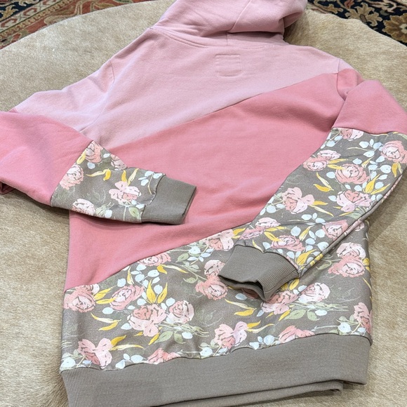 AMPERSAND AVE Pink and Khaki Floral Cowl Neck Sweater - Picture 4 of 4